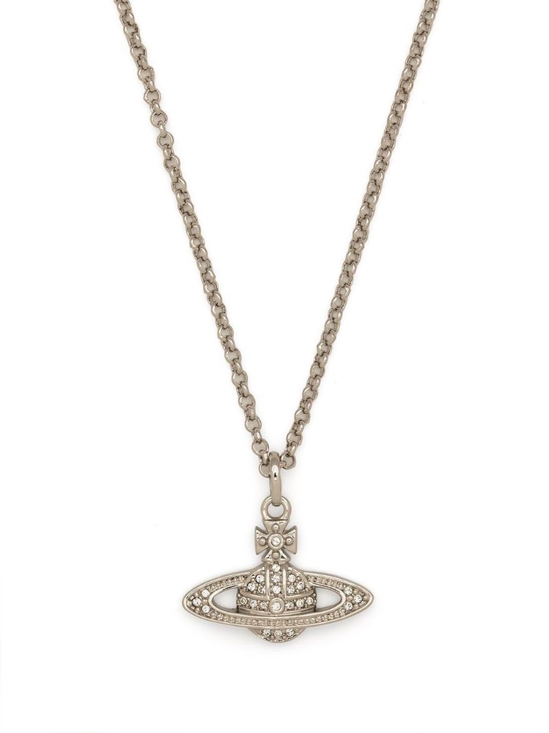Silver-tone Relief Orb Pendant Necklace