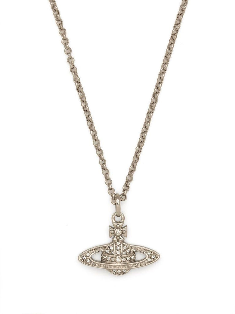 Silver-tone Relief Orb Pendant Necklace