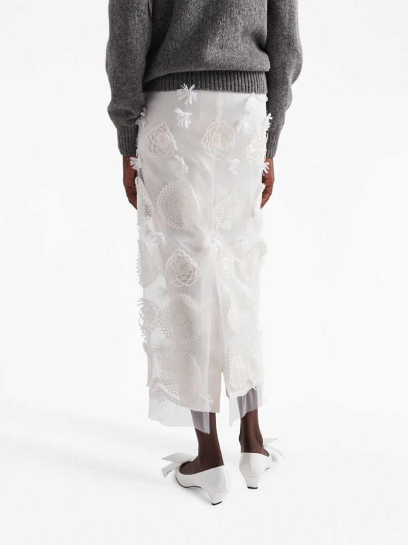 White Embroidered Duchesse Maxi Skirt