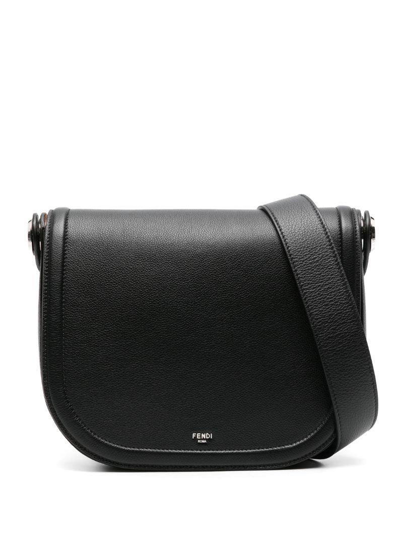 Black Roma Leather Cross Body Bag