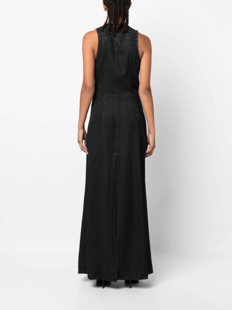 Black Zip-up Denim Maxi Dress