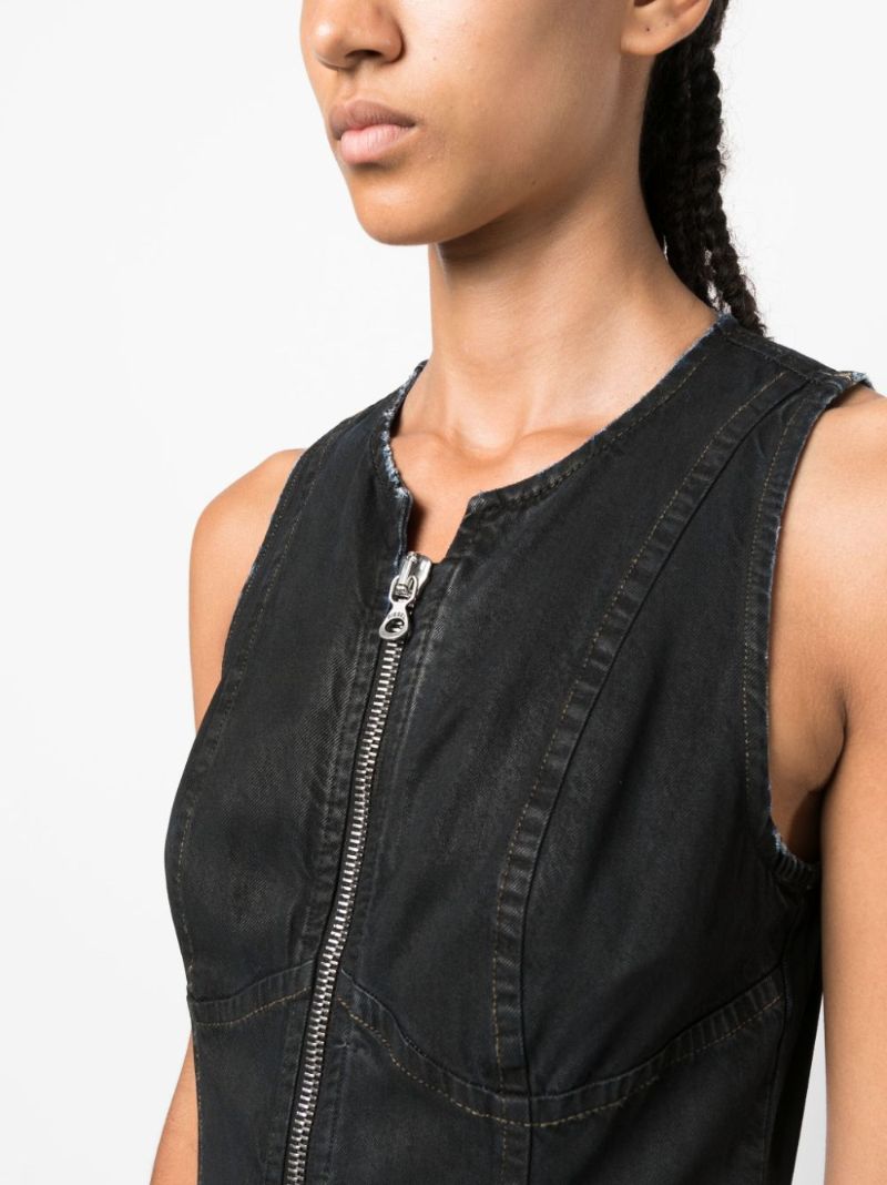 Black Zip-up Denim Maxi Dress