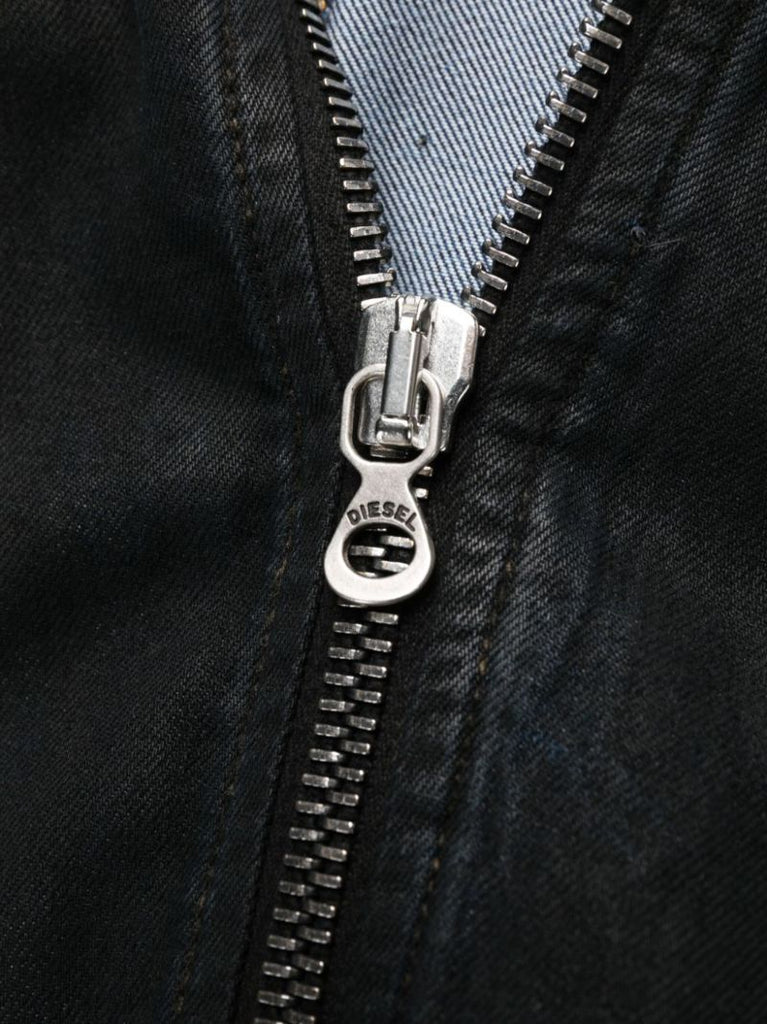 Black Zip-up Denim Maxi Dress