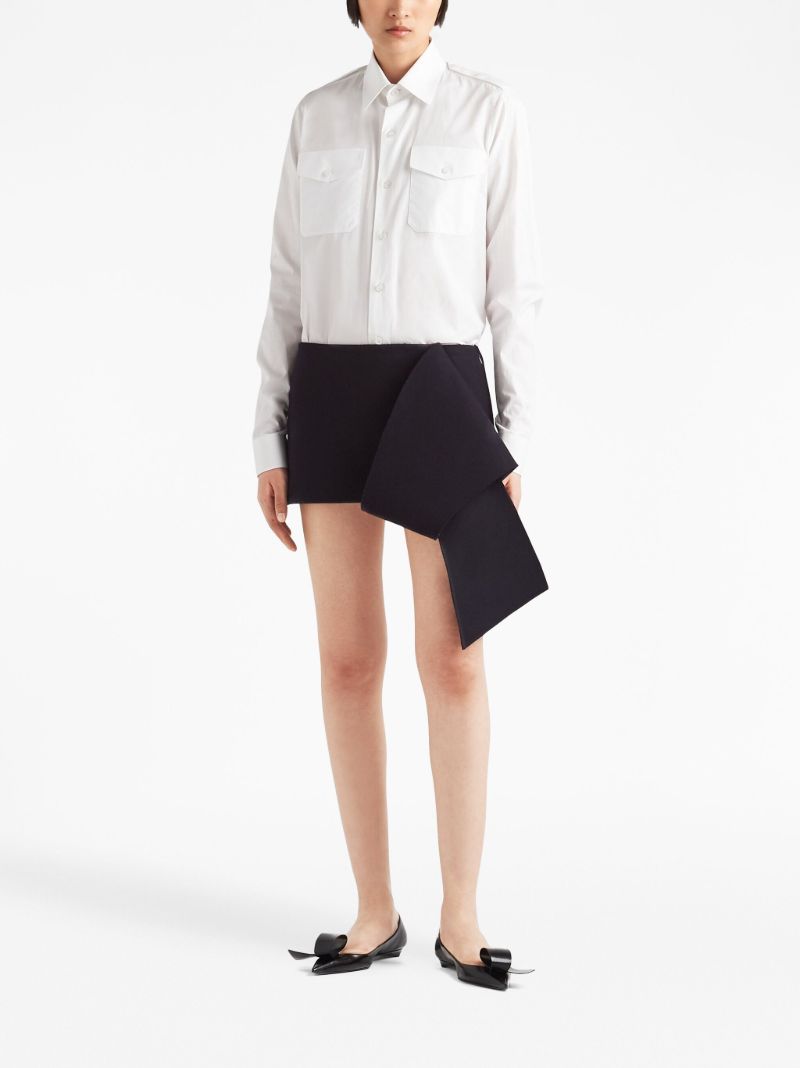 Blue Wool Mini Skirt
