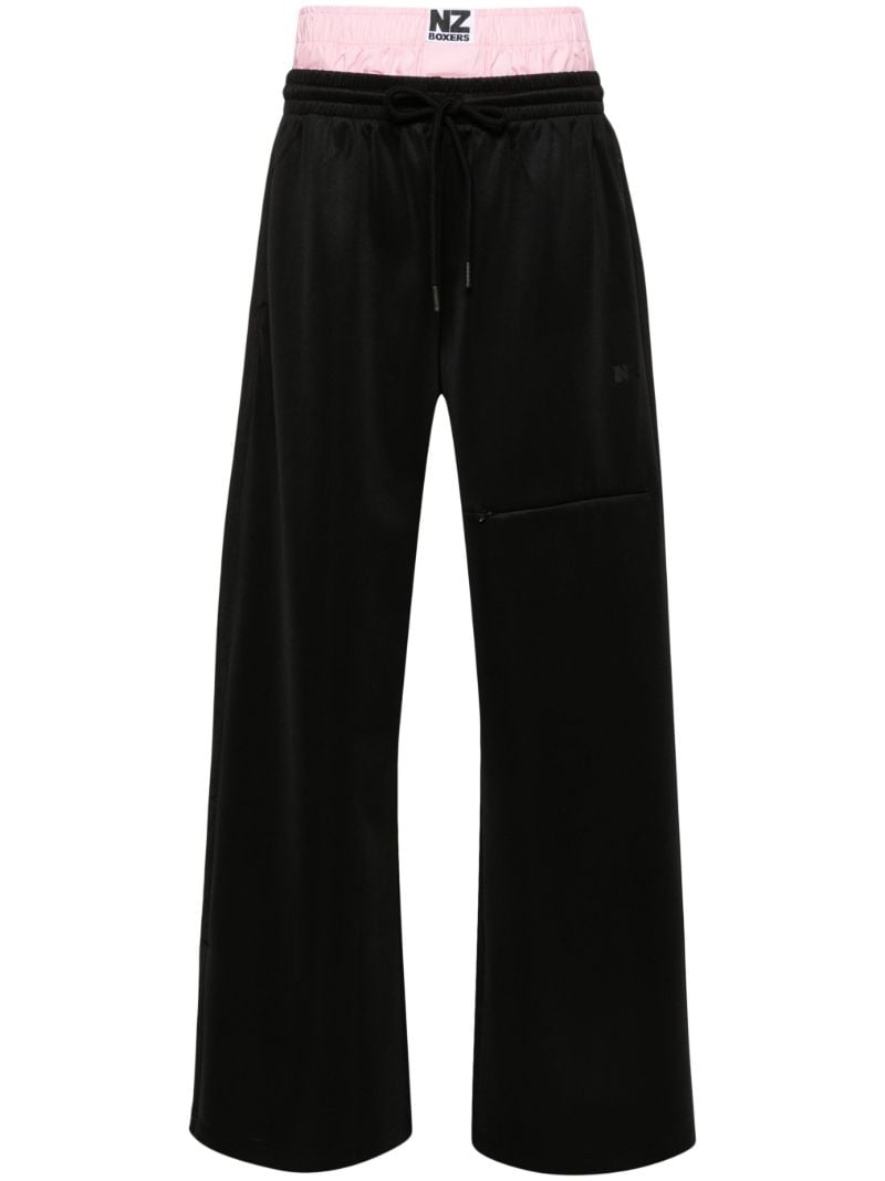 Black Layered Wide-leg Track Pants