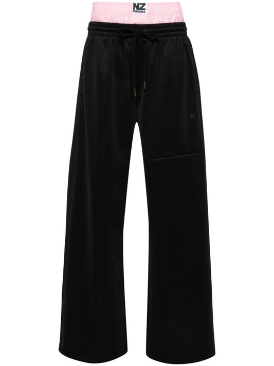 Black Layered Wide-leg Track Pants