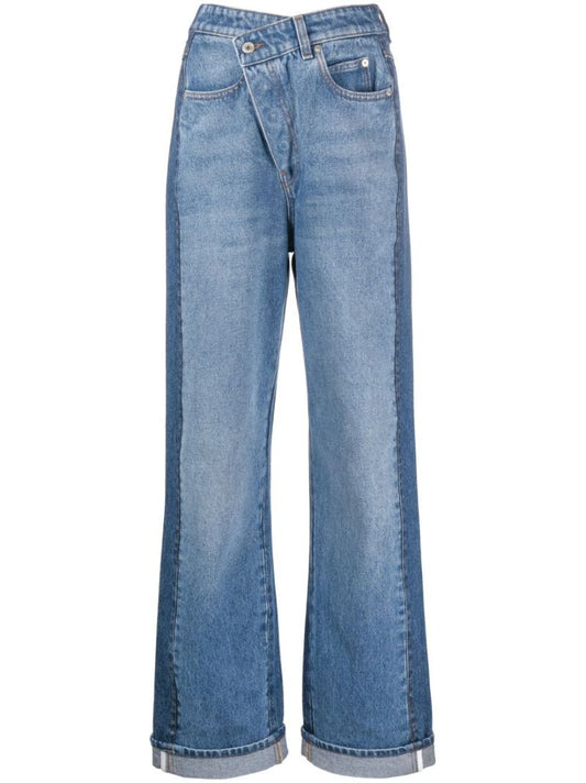 Blue Two-tone Deconstructed Jeans