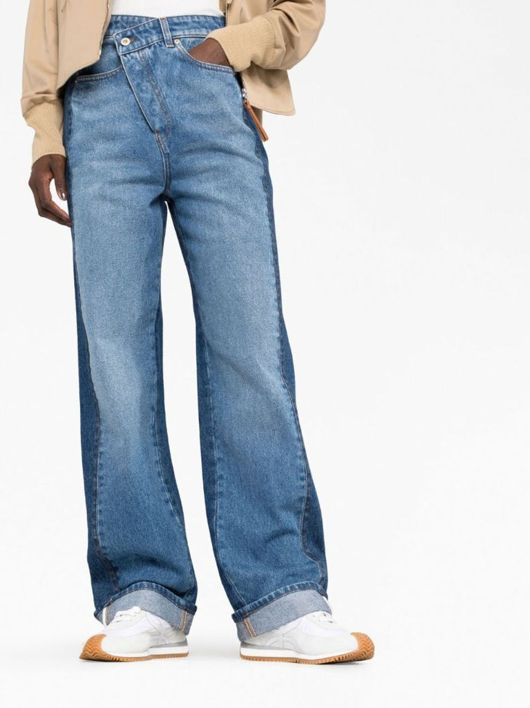 Blue Two-tone Deconstructed Jeans