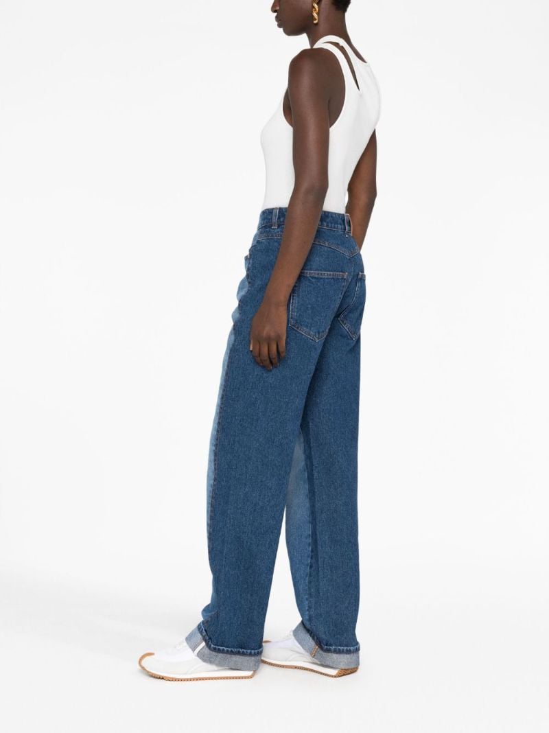 Blue Two-tone Deconstructed Jeans