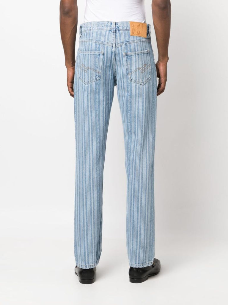 Blue Striped Straight-leg Jeans