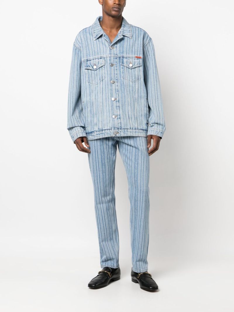 Blue Striped Straight-leg Jeans