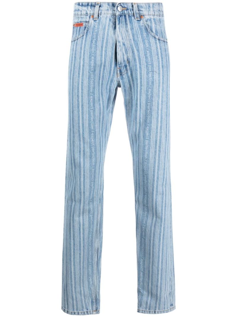 Blue Striped Straight-leg Jeans
