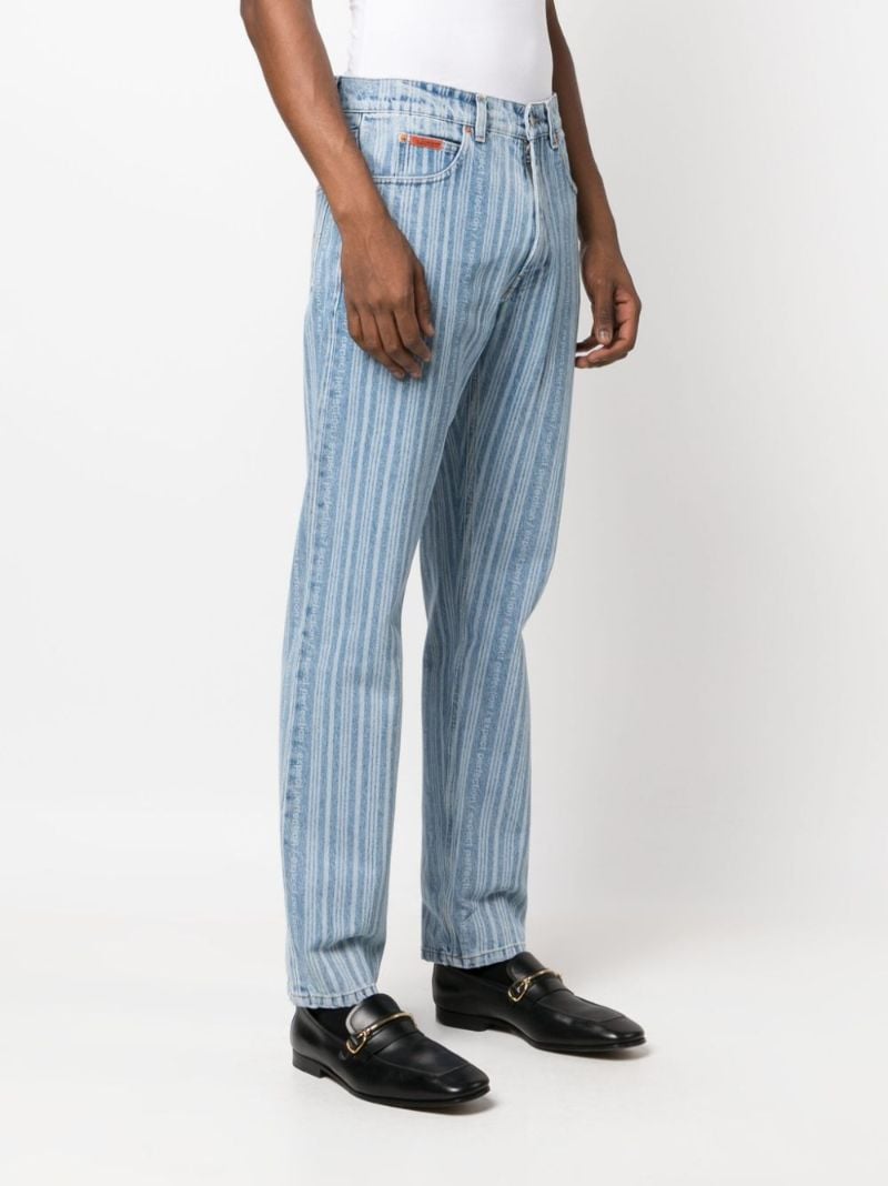 Blue Striped Straight-leg Jeans