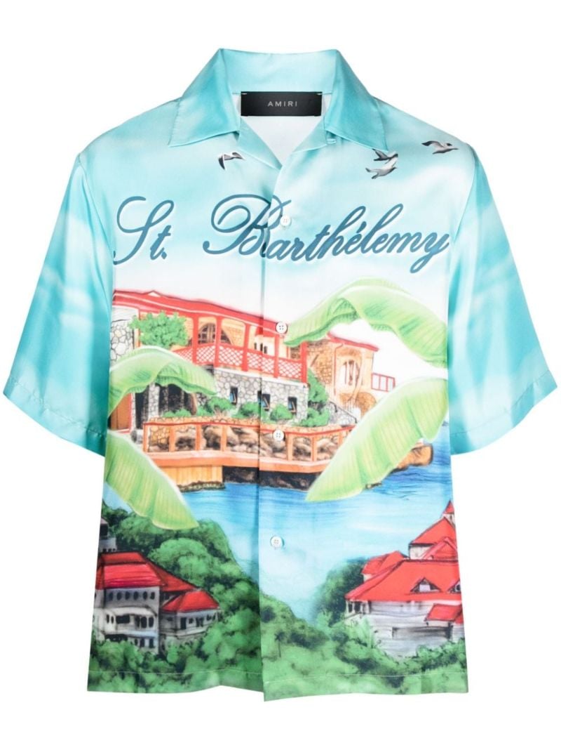 Blue Eden Rock Silk Bowling Shirt