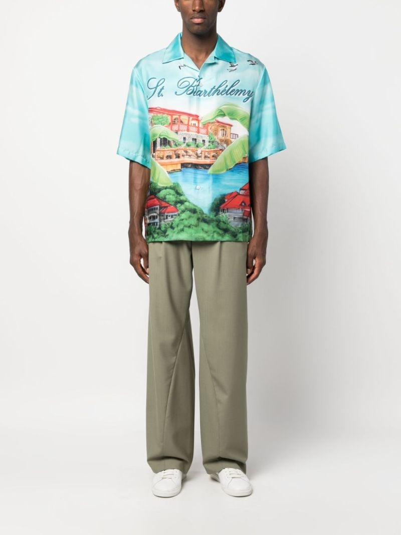 Blue Eden Rock Silk Bowling Shirt