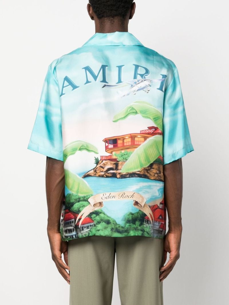 Blue Eden Rock Silk Bowling Shirt