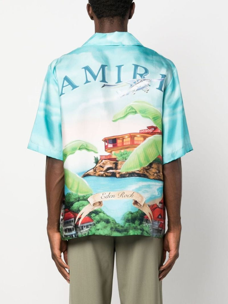 Blue Eden Rock Silk Bowling Shirt