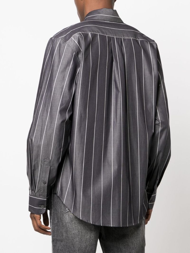 Grey Striped Cotton Shirt