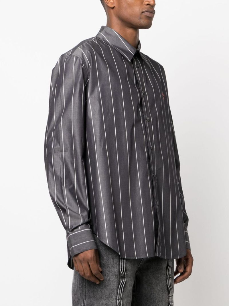 Grey Striped Cotton Shirt