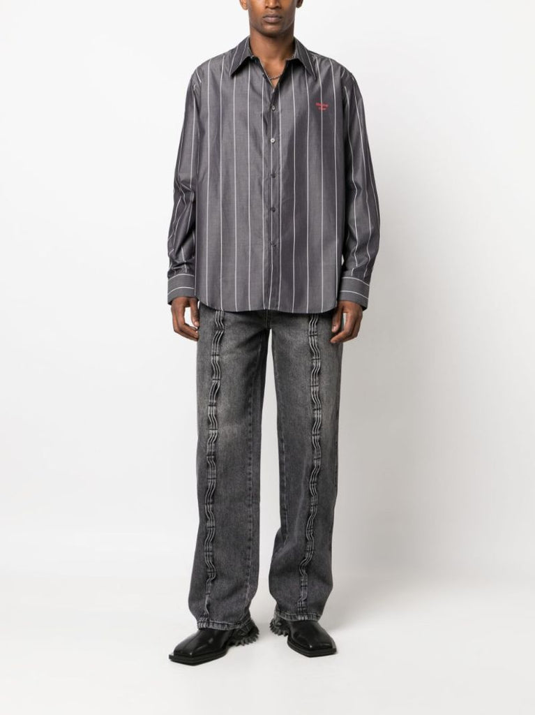 Grey Striped Cotton Shirt