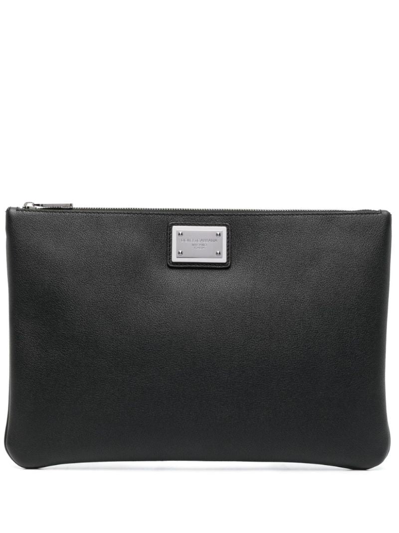 Black Logo-plaque Clutch Bag