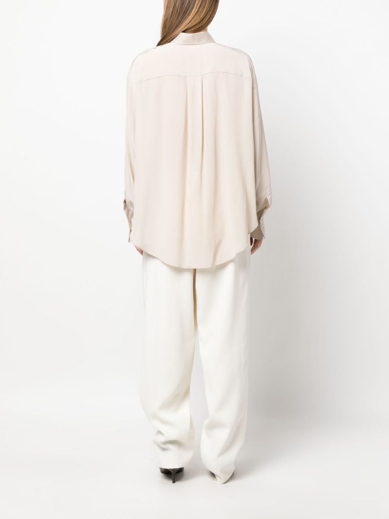 Neutral Sequin-embellished Silk Shirt