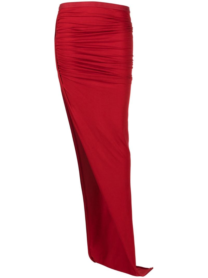 Red Edfu Ruched Asymmetric Skirt