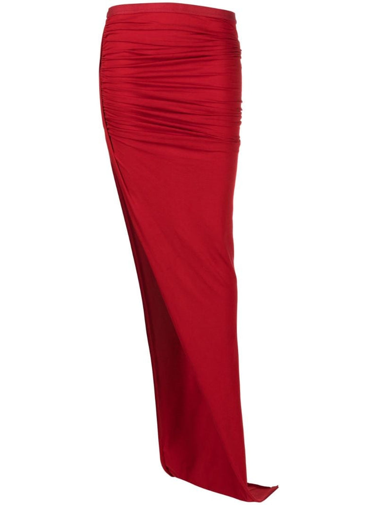 Red Edfu Ruched Asymmetric Skirt