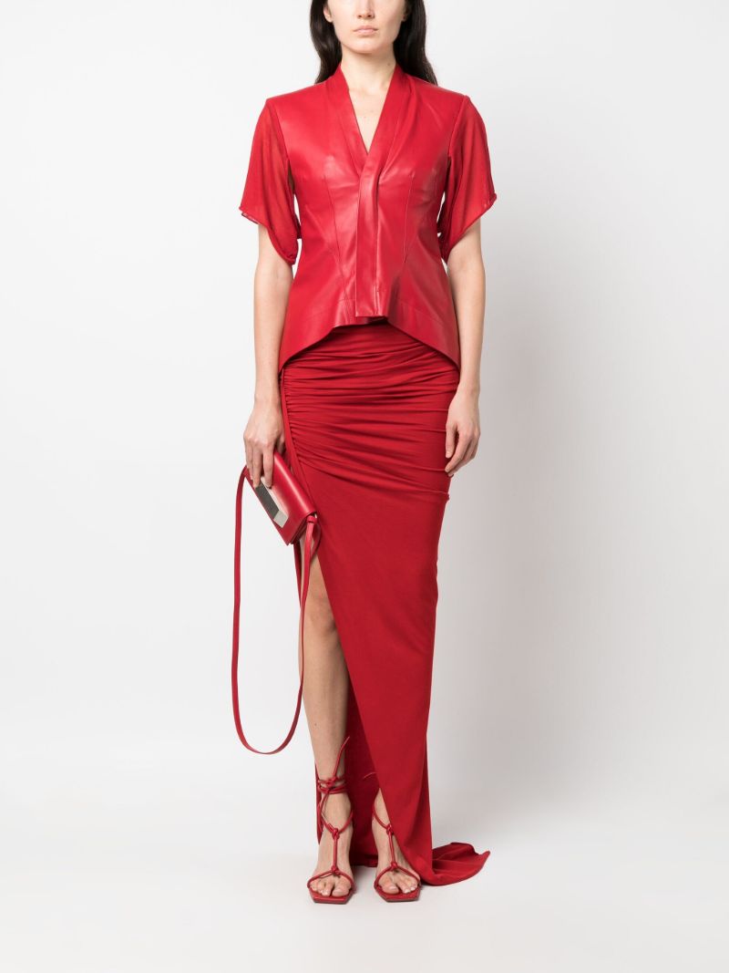 Red Edfu Ruched Asymmetric Skirt