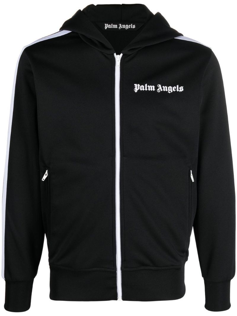 Black Logo Print Hooded Jacket