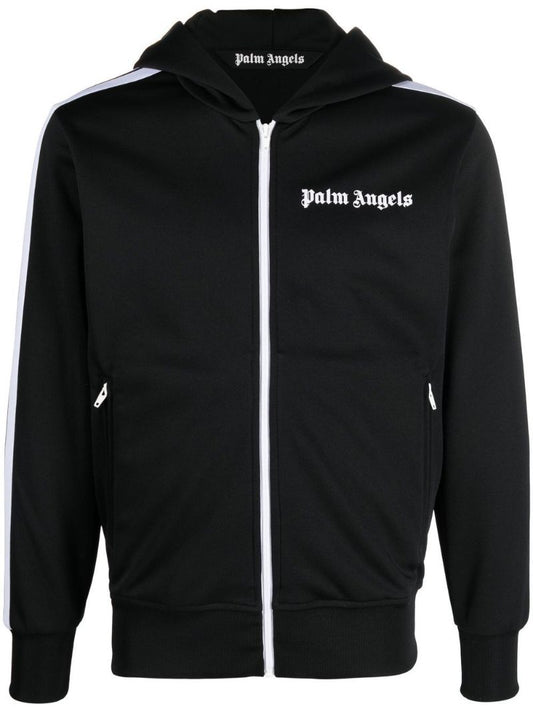 Black Logo Print Hooded Jacket
