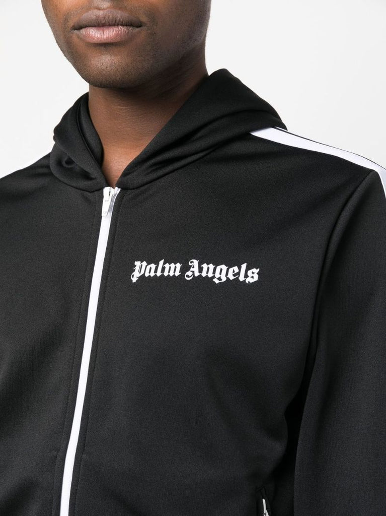 Black Logo Print Hooded Jacket