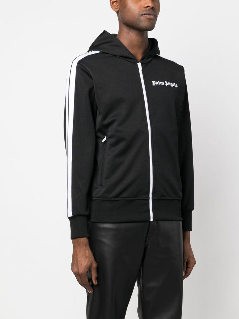 Black Logo Print Hooded Jacket
