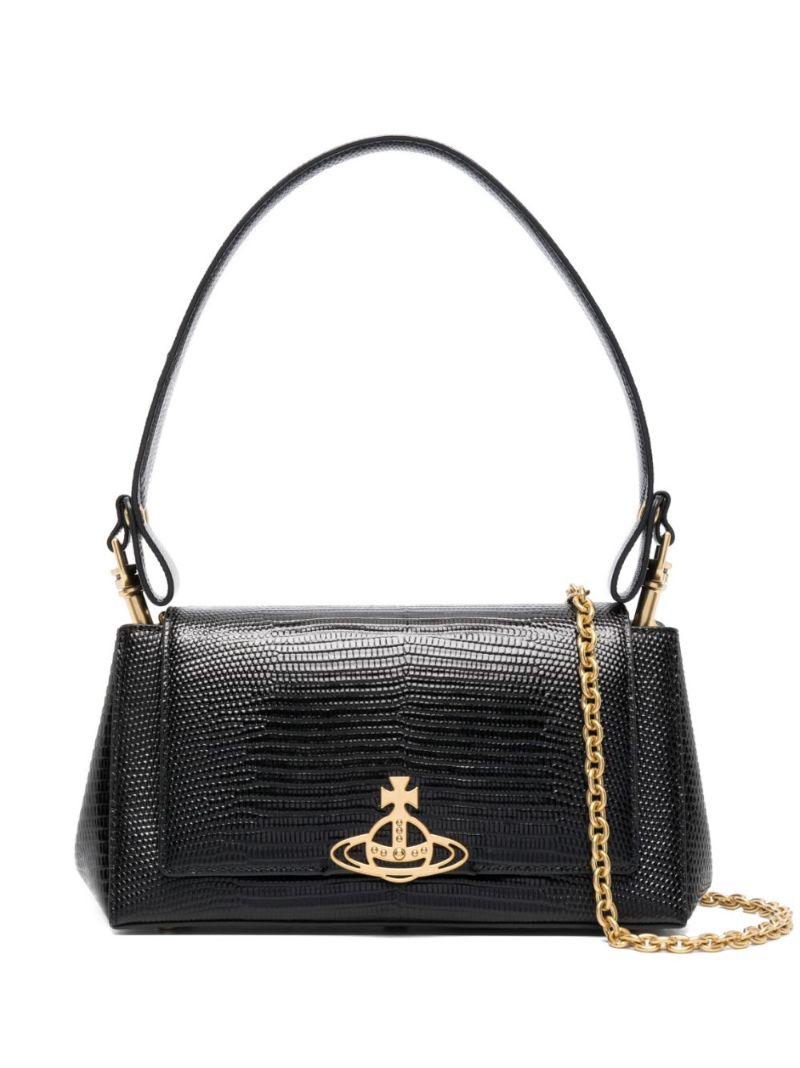 Black Medium Hazel Leather Shoulder Bag