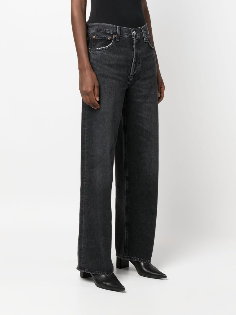 Black Low Slung Baggy Straight Jeans