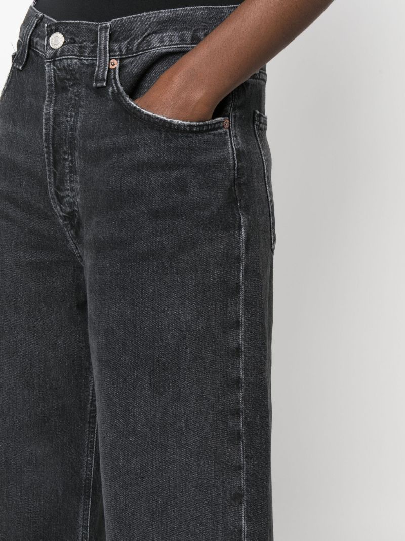 Black Low Slung Baggy Straight Jeans