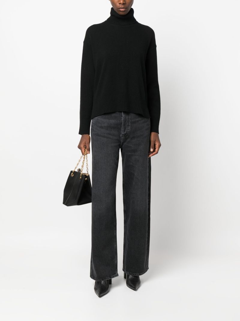Black Low Slung Baggy Straight Jeans