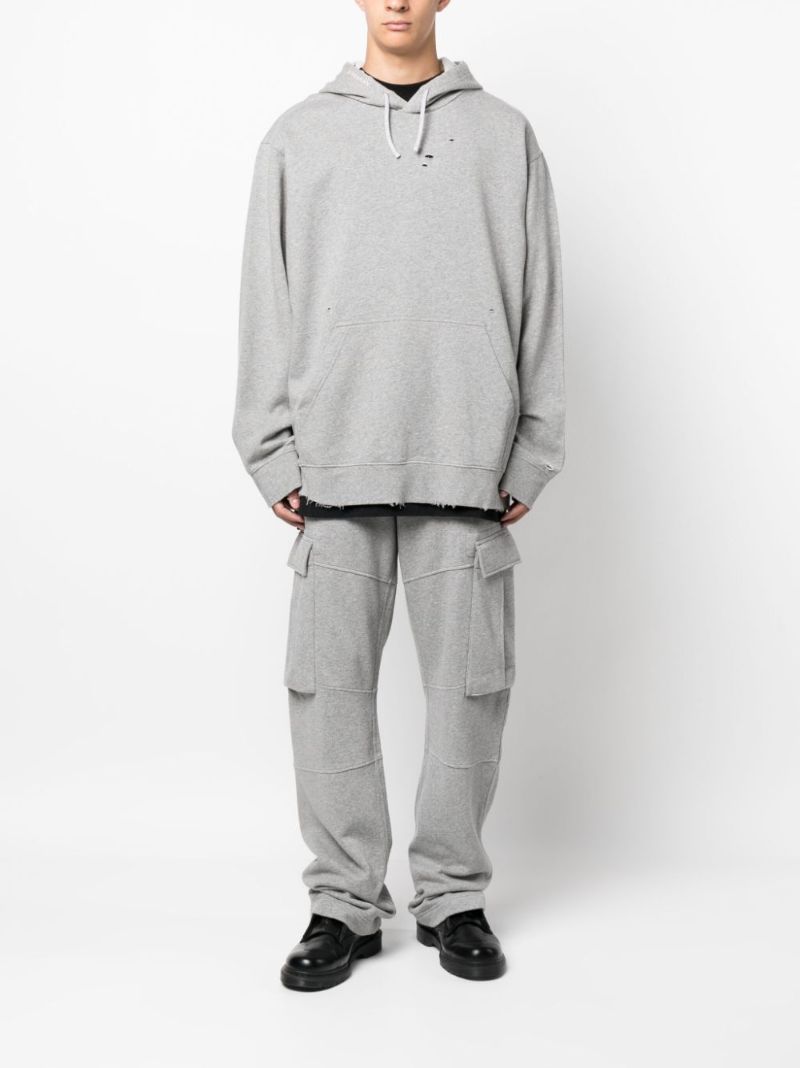 Grey Distressed Cotton Hoodie