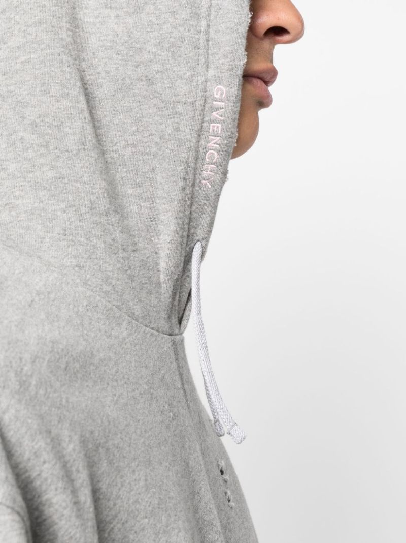Grey Distressed Cotton Hoodie