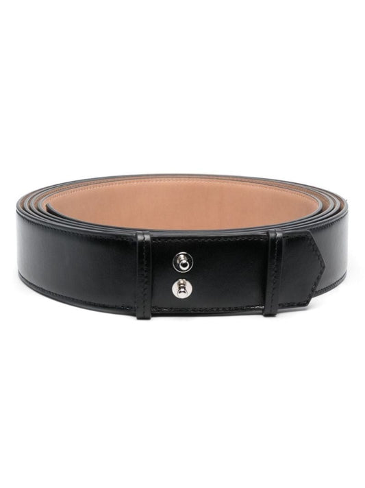 Black Logo Stamp Leather Belt