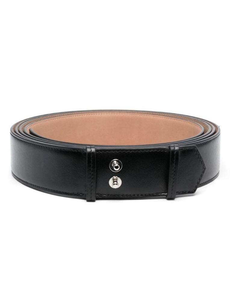 Black Logo Stamp Leather Belt