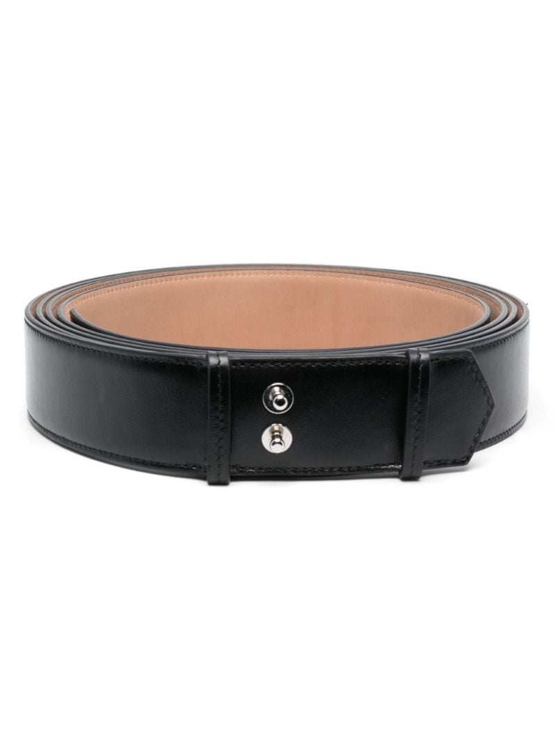 Black Logo Stamp Leather Belt