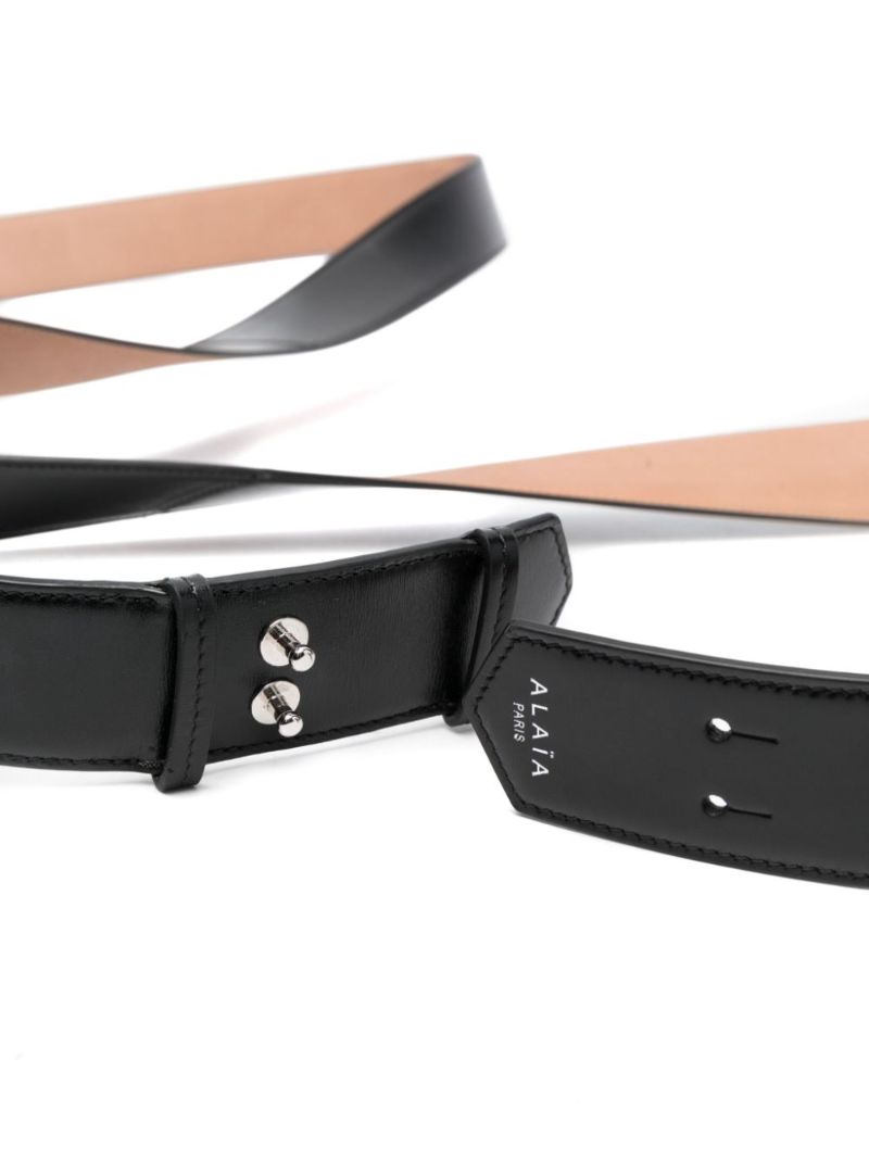 Black Logo Stamp Leather Belt