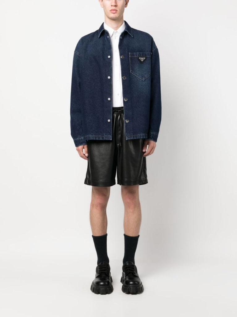 Blue Triangle-logo Denim Shirt