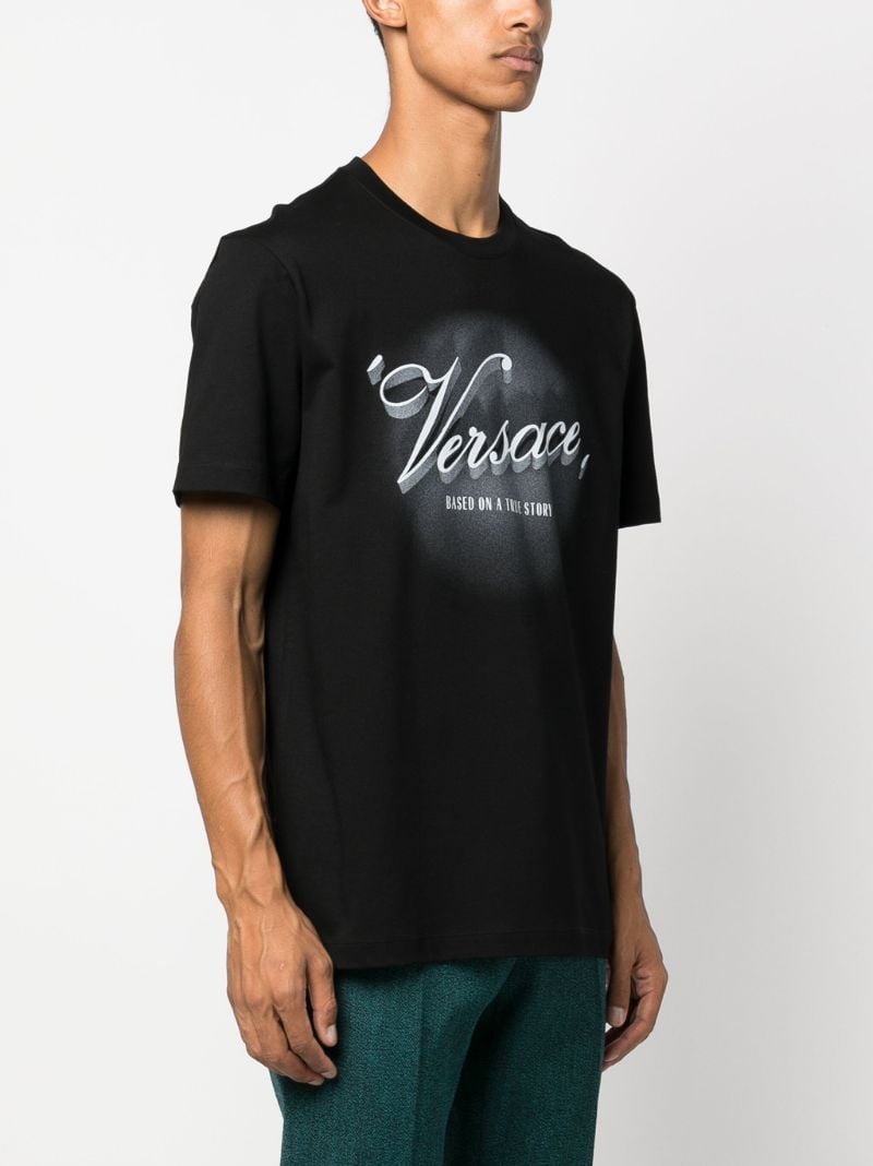 Black Versace Film Titles-print Cotton T-shirt