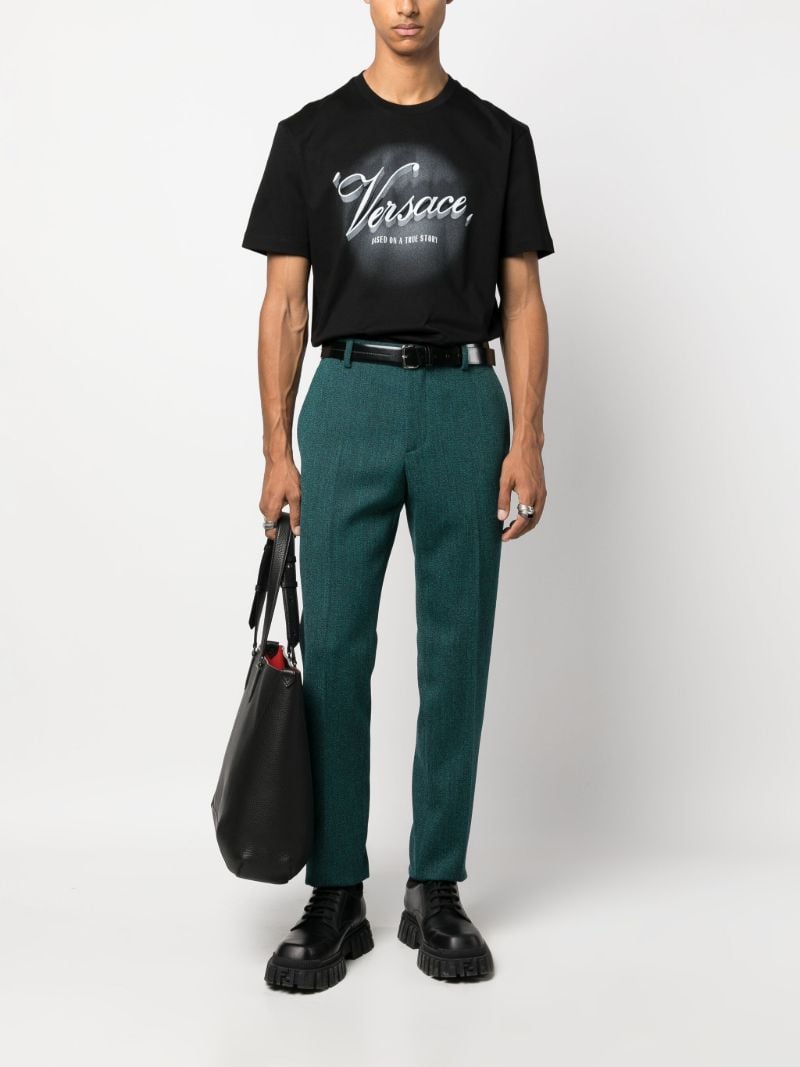 Black Versace Film Titles-print Cotton T-shirt