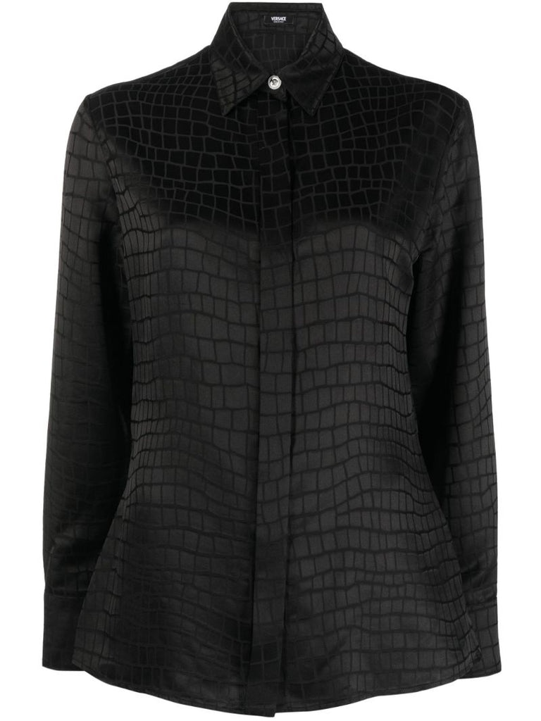 Black Croc-devorÃ_x0083_Â© Long Sleeve Shirt