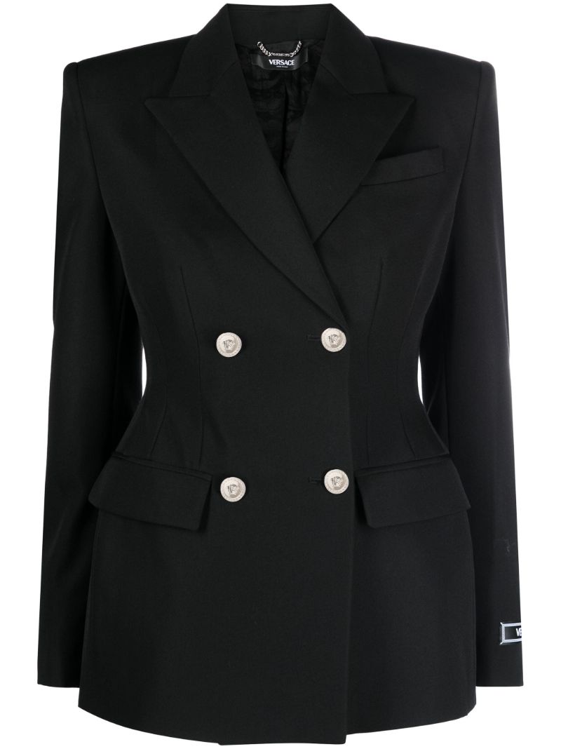 Black Double Breasted Wool Blazer