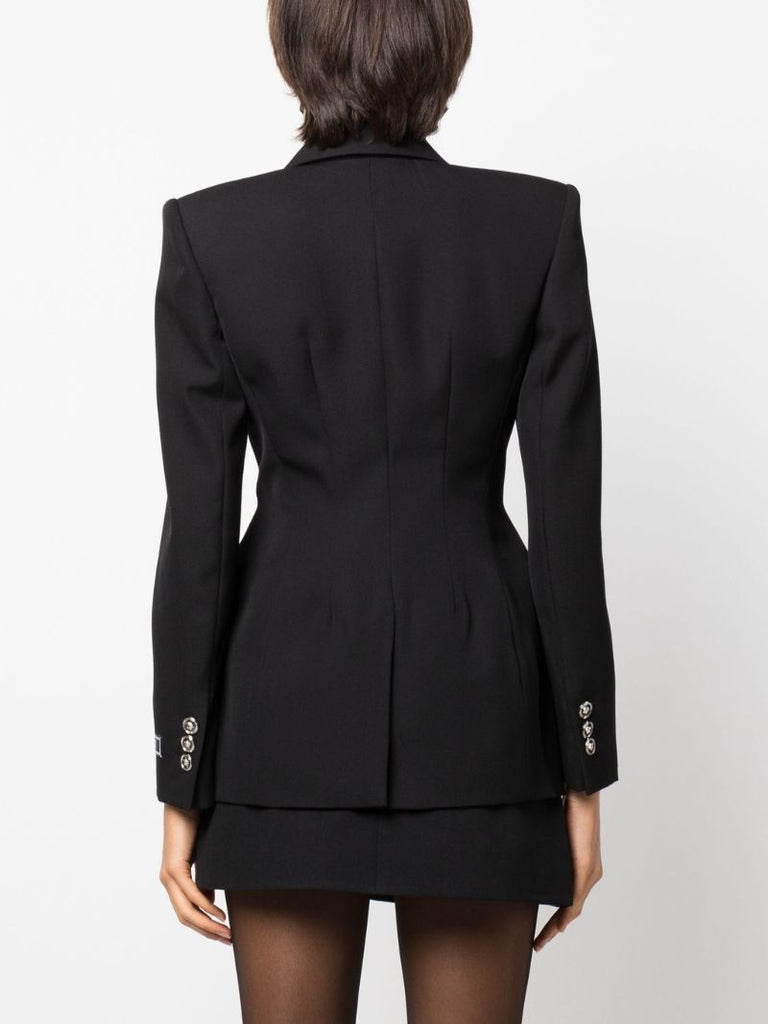 Black Double Breasted Wool Blazer
