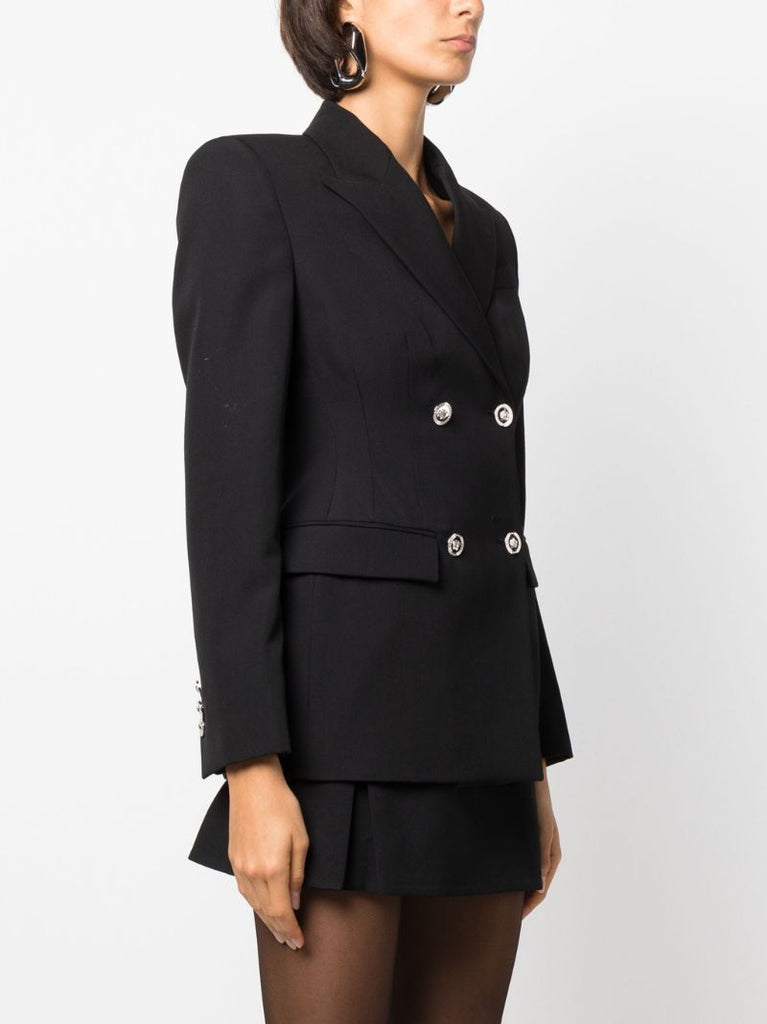 Black Double Breasted Wool Blazer